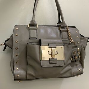 oh by Joy Gryson Gray Taupe Leather Handbag